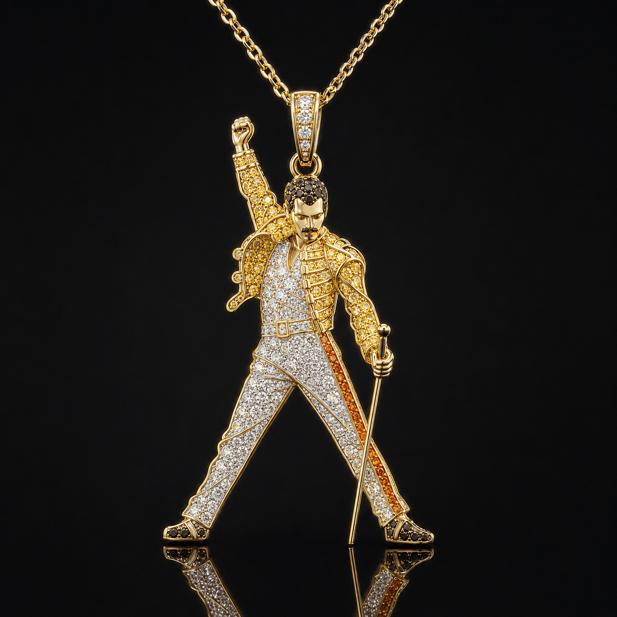 QNN Solid Gold Chain with Diamond Pendant BMD