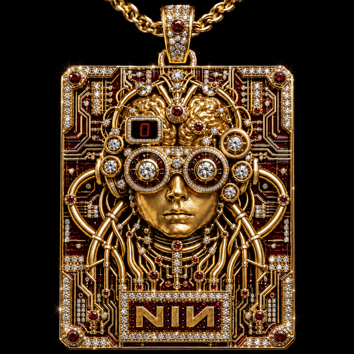 NIN Solid Gold Chain with Diamond Pendant TTTT