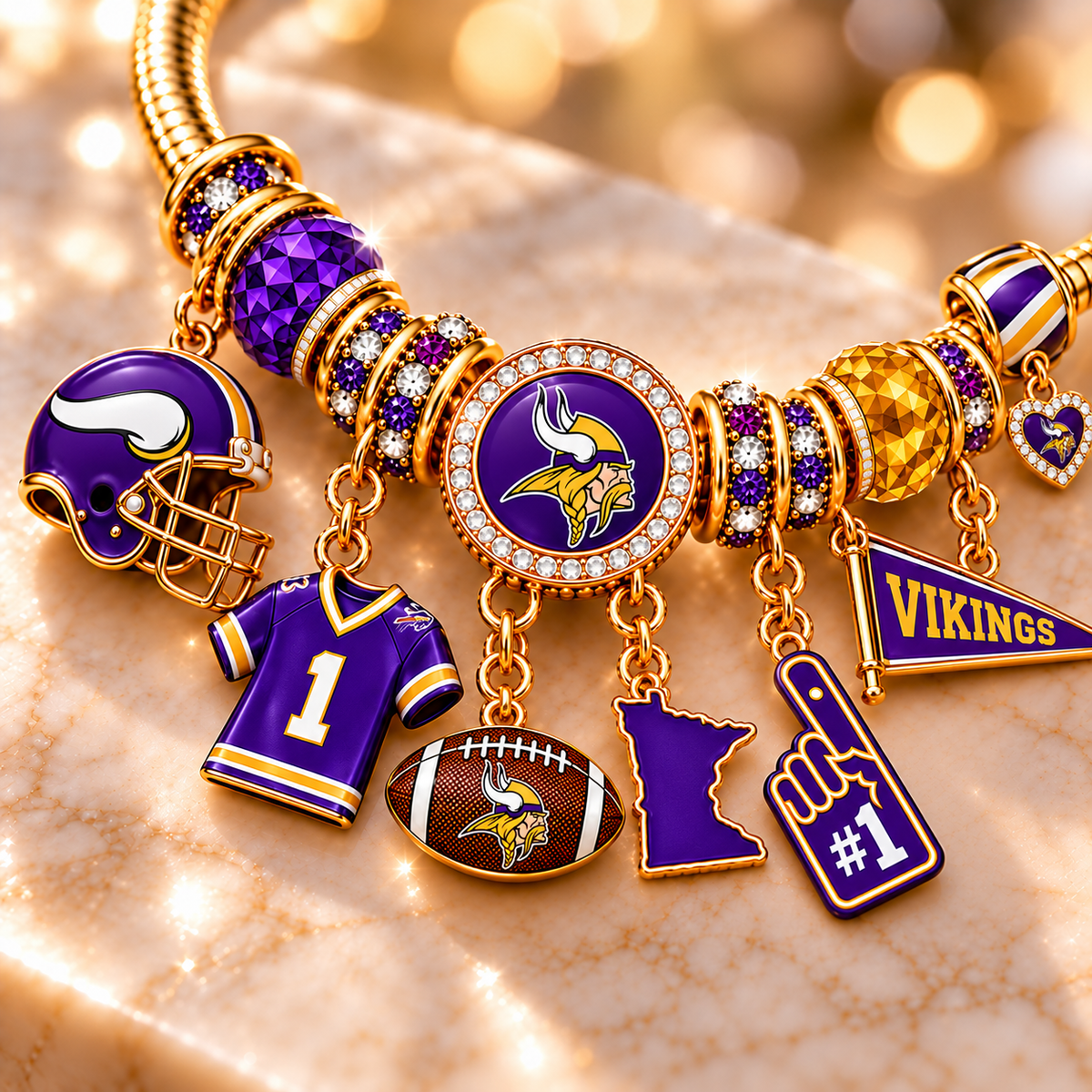 MNVK Gold Charm Bracelet Set PNPA