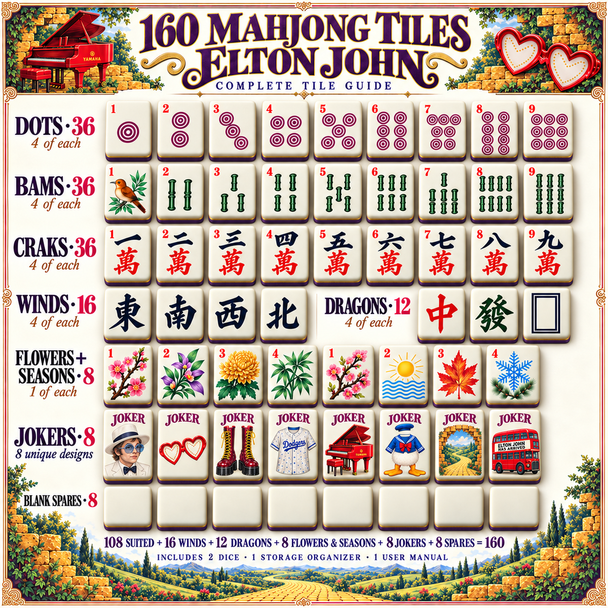 Premium ETJ Mahjong Tiles Set TTMH